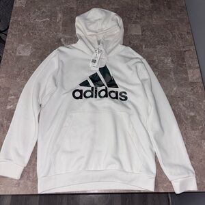 Adidas Men's White Hoodie with Black Logo